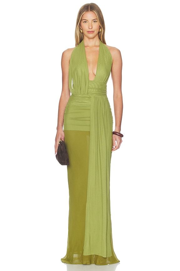 view 1 of 4 VESTIDO MAXI DRAPEADO CASSIS in Fern