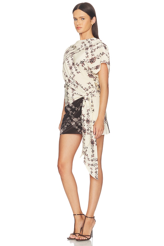 view 2 of 4 Myah Mini Dress in Geo Vine Floral Choc & Cream