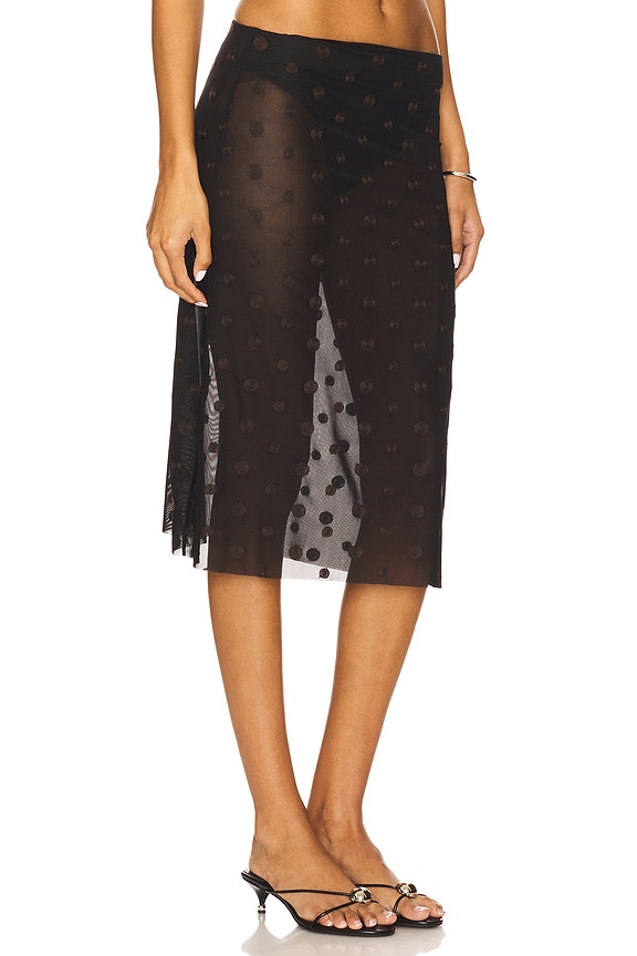 view 2 of 6 Karla Midi Skirt in Black & Chocolate Spot