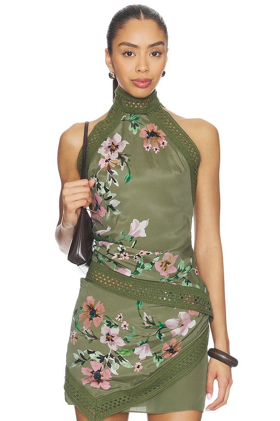 view 1 of 5 Camelia Racer Top in Olive Gardenia Floral