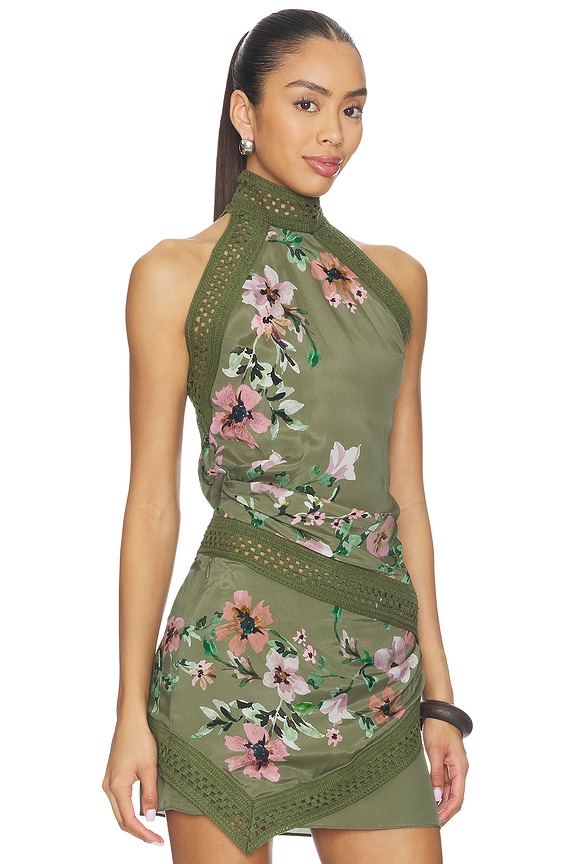 view 2 of 5 Camelia Racer Top in Olive Gardenia Floral