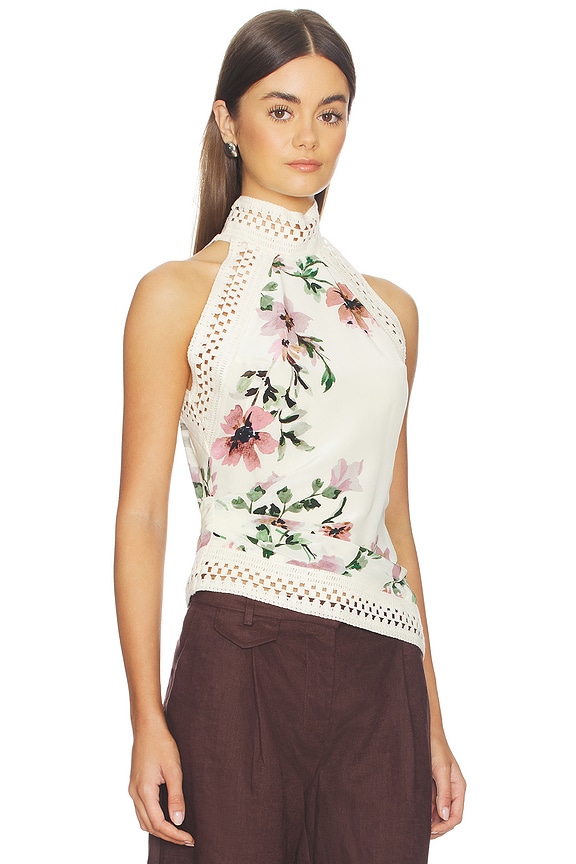view 2 of 4 Camelia Racer Top in Cream Gardenia Floral