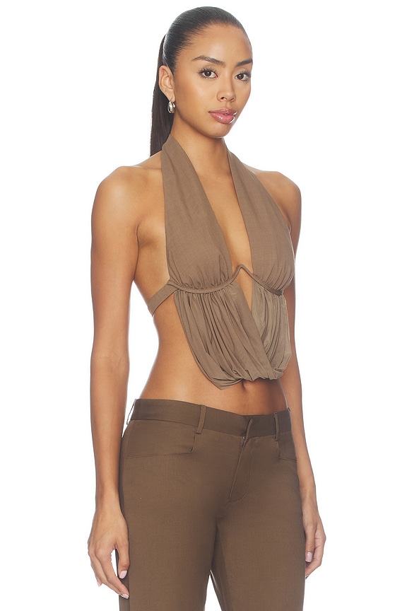 view 2 of 4 Malik Drape Top in Taupe