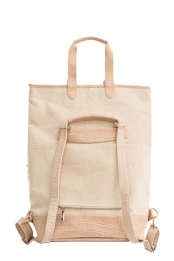 view 2 of 4 Convertible Backpack in Beige & Croc Trim