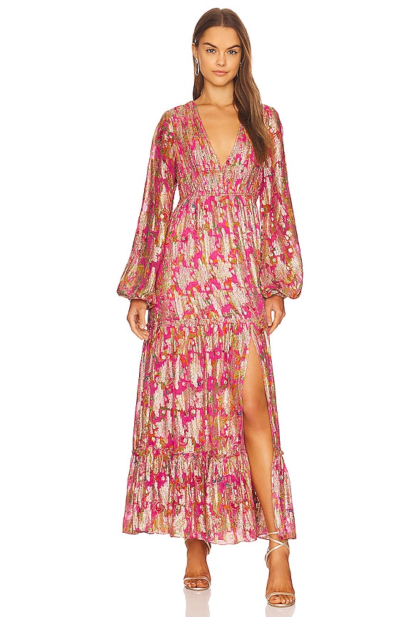 HEMANT AND NANDITA Long Dress in Fuchsia Pink | REVOLVE
