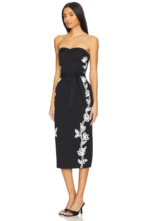 view 2 of 3 Midi Dress With Tie Up Belt in Black & White