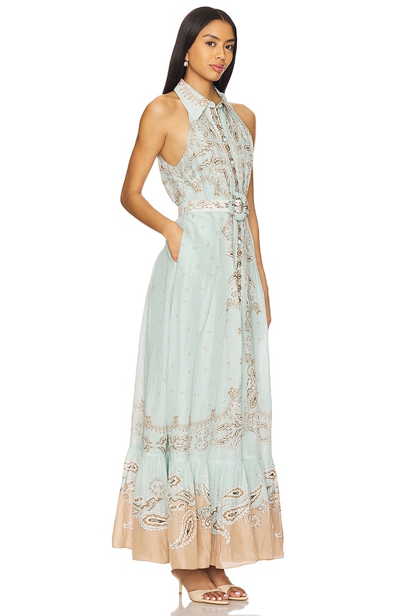 view 2 of 3 VESTIDO CAMISERO LARGO CON CINTURÓN CON HEBILLA in Blue Brown