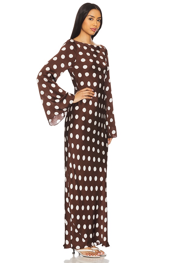 view 2 of 3 ROBE LONGUE in Brown Polka Dot