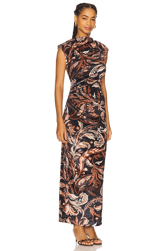 view 2 of 3 Mock Neck Midi Dress in Brown