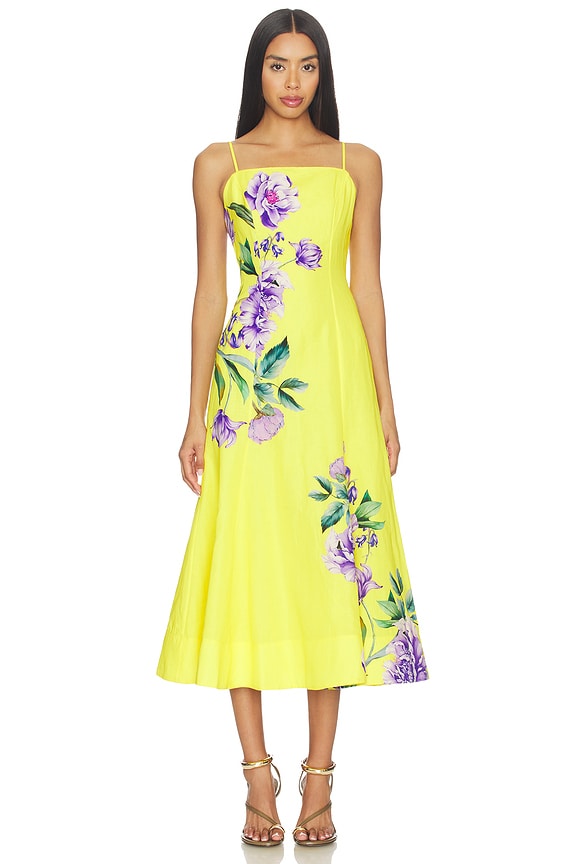 view 1 of 3 VESTIDO MIDI PANELED MIDI DRESS in Yellow