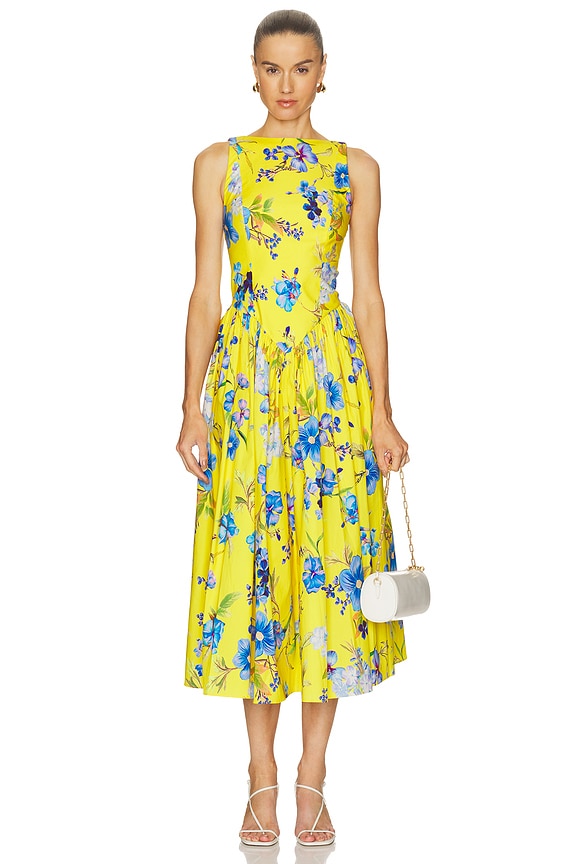 view 1 of 3 Boat Neck Midi Dress in Yellow