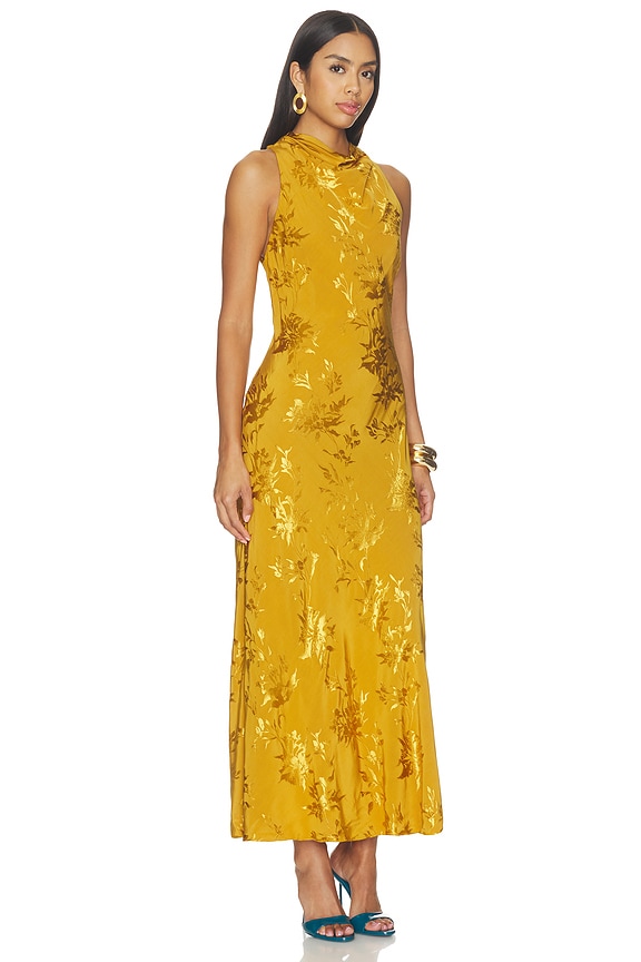 view 2 of 3 ROBE MI-LONGUE COWL MIDI DRESS in Gold