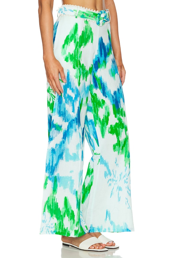 view 2 of 4 PANTALONES ACAMPANADOS CON CINTURÓN in Blue Green