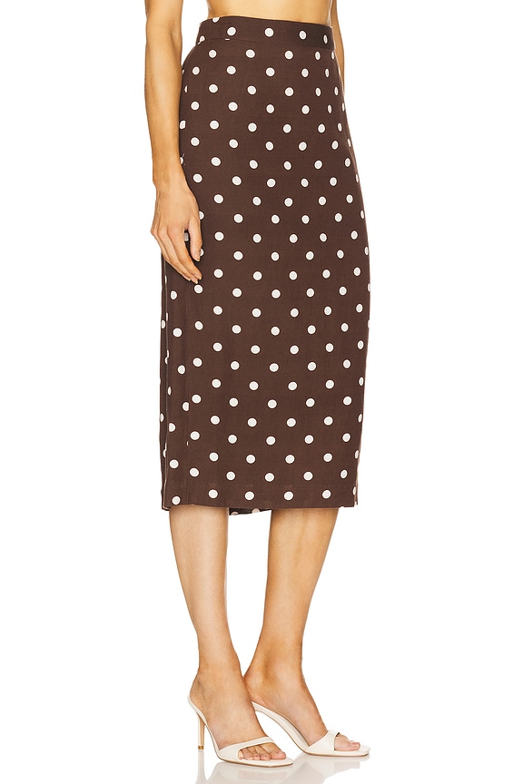 view 2 of 6 핏티드 미디 스커트 in Brown & White