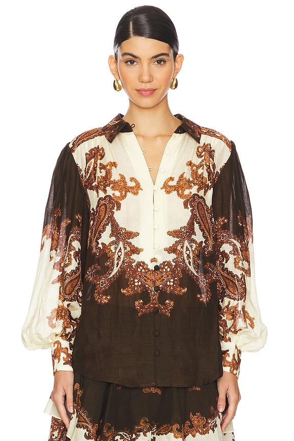 view 2 of 5 CHEMISE BOHO in Brown Mix