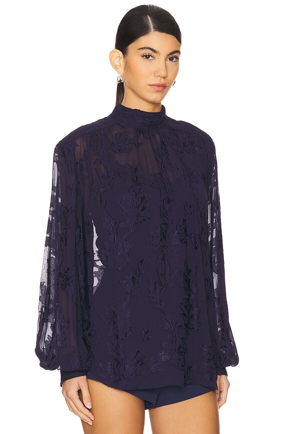 view 2 of 4 High Neck Top With Cami in Blue