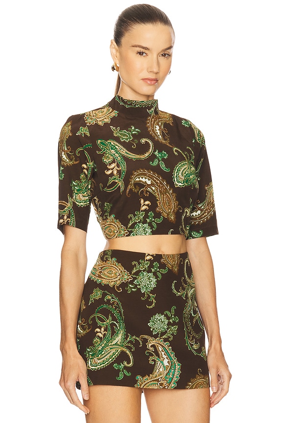 view 2 of 4 TOP MANGA CORTA TOP in Dark Brown