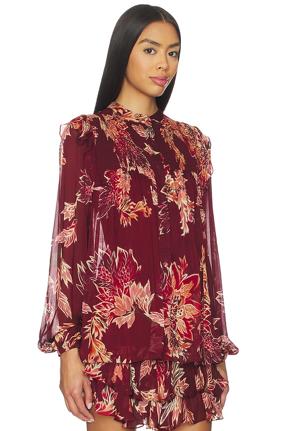 view 2 of 4 Smocked Top in Maroon