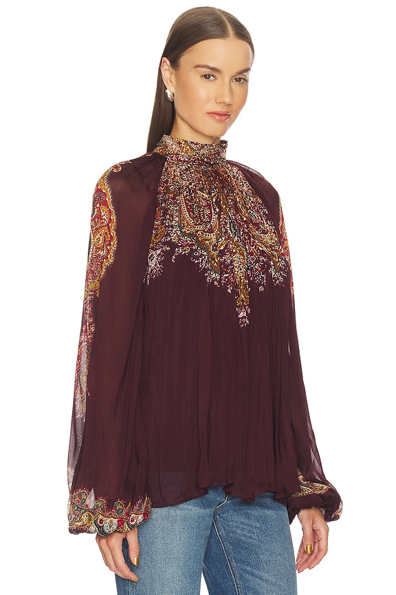 view 2 of 4 TOP MANGA LARGA TOP in Burgundy