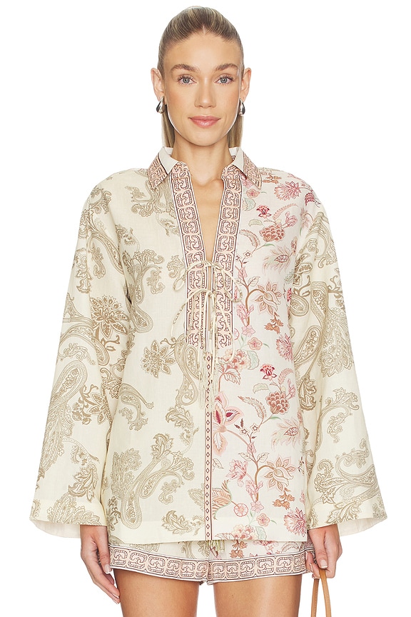 view 1 of 5 Drop Shoulder Collared Tunic in Multi