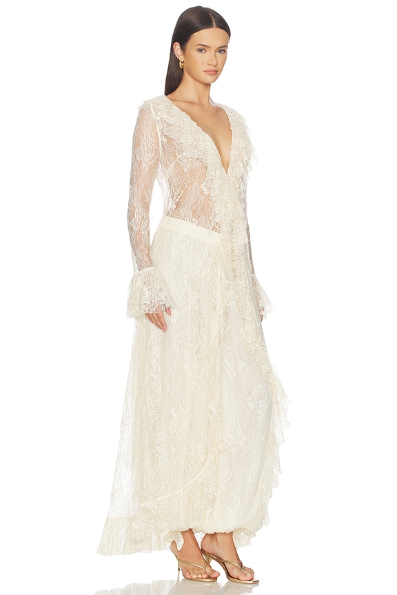 view 2 of 4 CAPA ABERTA RUFFLED FRONT OPEN CAPE in Eggshell