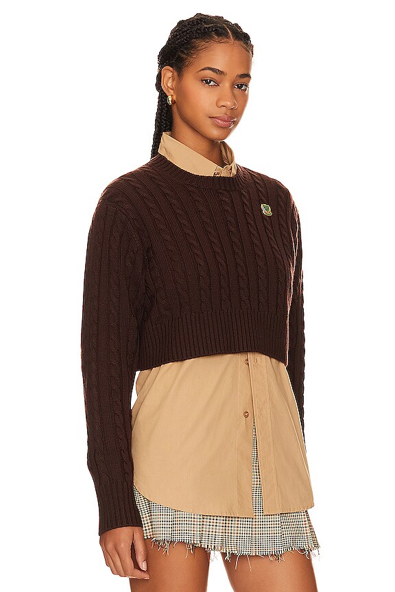 view 2 of 4 CROPPED CABLE 크루 in Brown