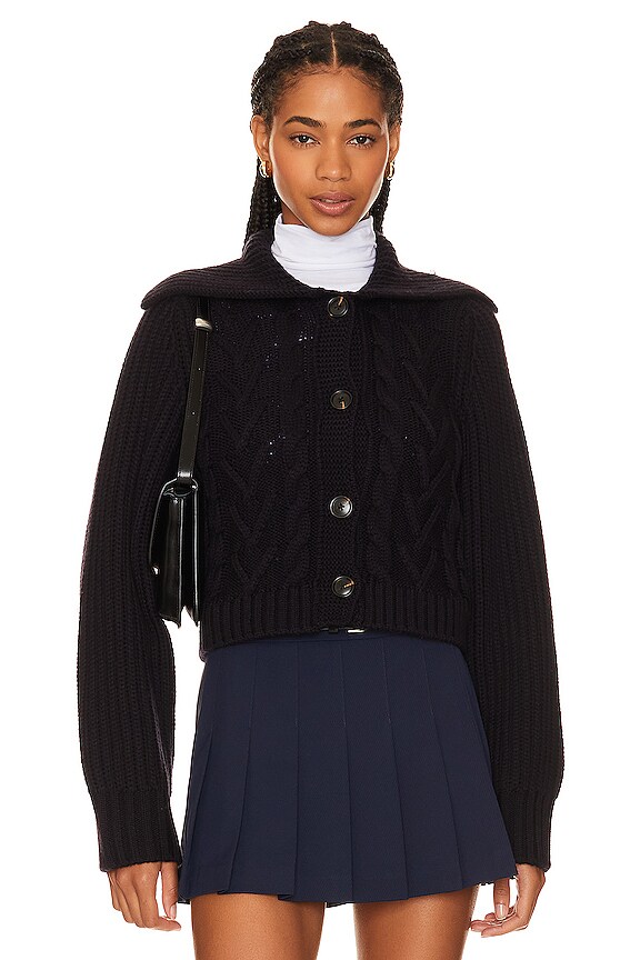 view 2 of 5 Cable Cardigan in Navy