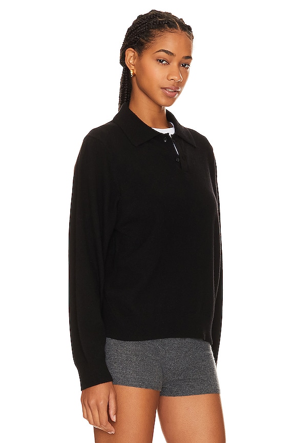 view 2 of 4 Long Sleeve Cashmere Polo in Black