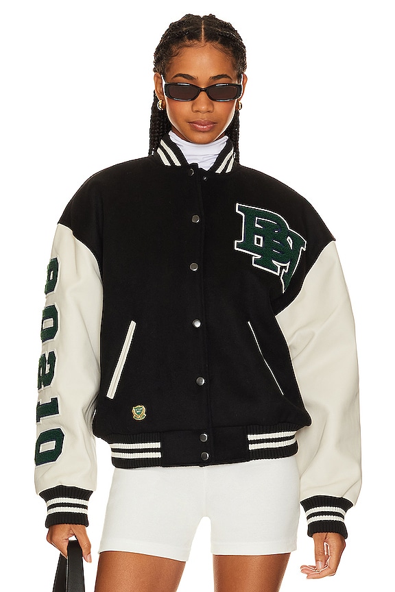 view 2 of 5 Varsity Bomber in Black & White