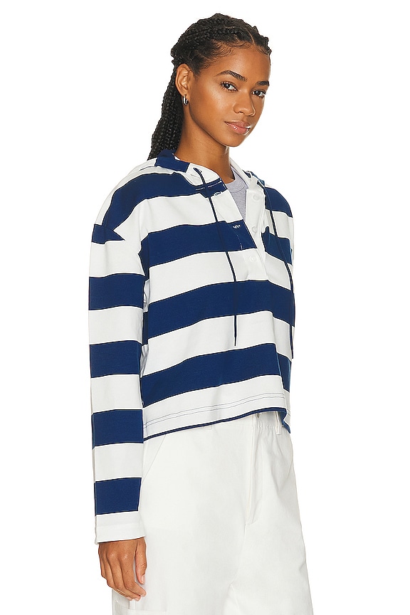 view 2 of 4 Oversized Rugby Hoodie in Navy & White