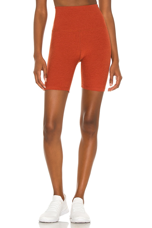 view 1 of 4 Spacedye High Waisted Biker Short in Orange Jasper Heather