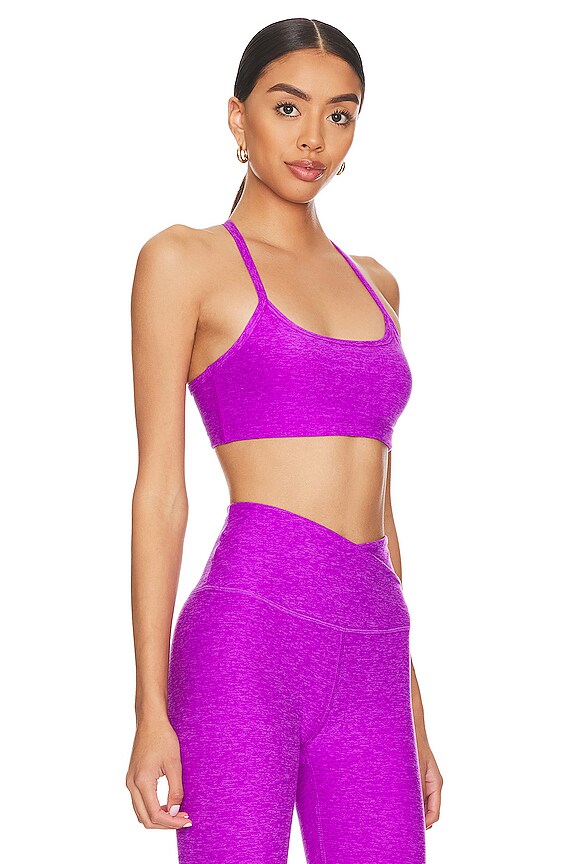 view 2 of 4 Spacedye Slim Racerback Sports Bra in Vivid Plum Heather