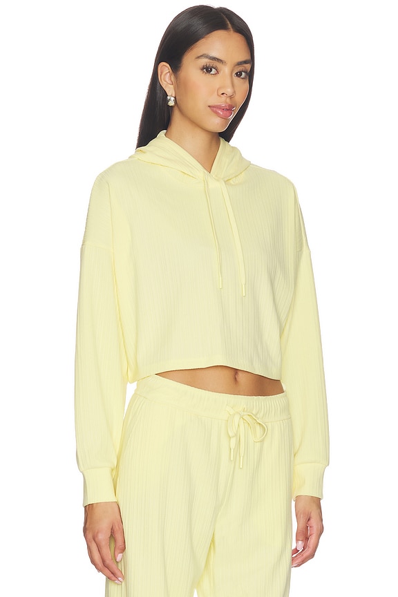 view 2 of 4 Breathe Easy Ribbed Cropped Hoodie in Yellow Swirl