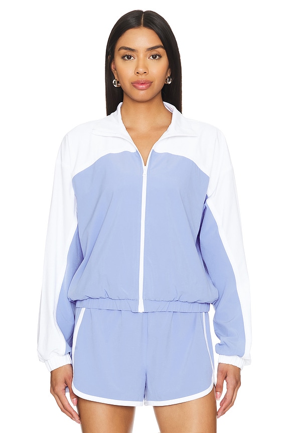 view 2 of 5 Go Retro Colorblock Jacket in Periwinkle Cloud & True White