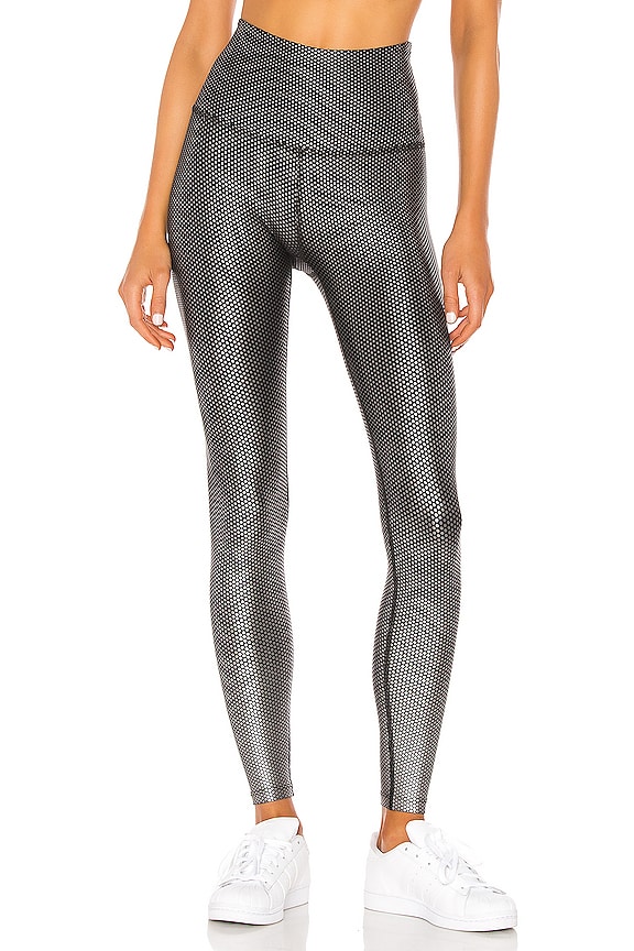 view 1 of 5 Spot On High Waisted Midi Legging in Black & Active Slate Spot On