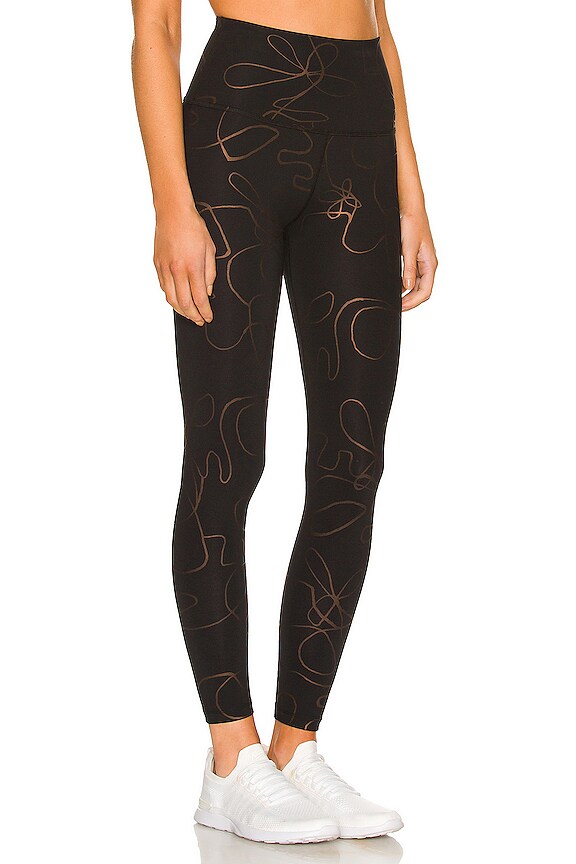 view 2 of 4 High Waisted Midi Legging in Black Matte & Brown Swirl