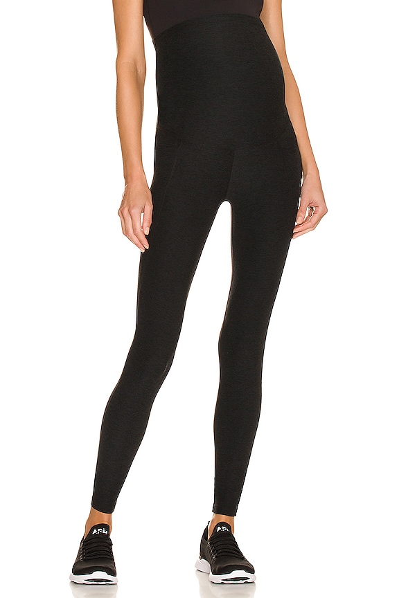 view 2 of 5 Spacedye Love the Bump Maternity Pocket Midi Legging in Darkest Night