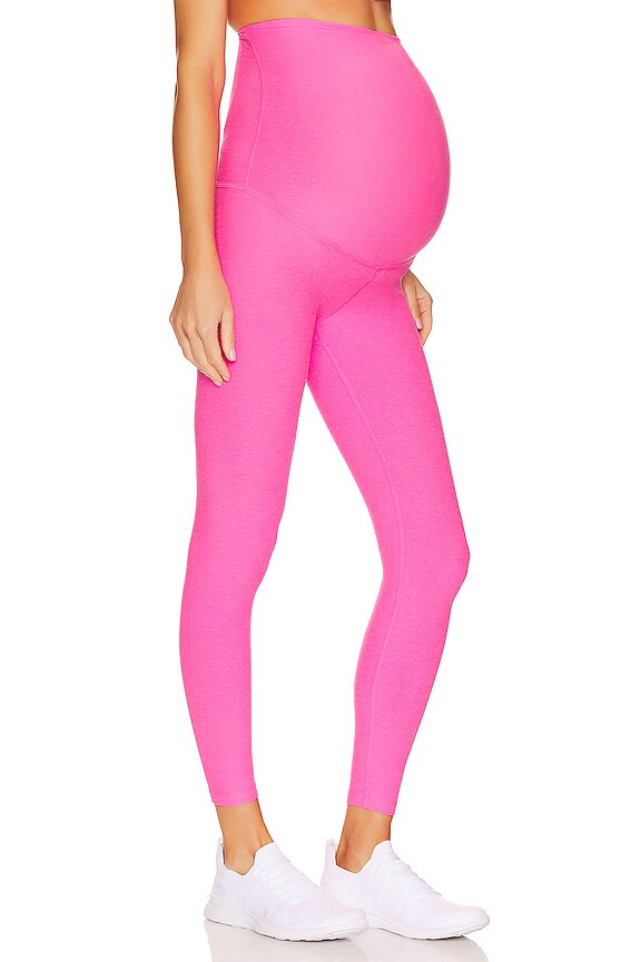 view 2 of 4 Spacedye Love the Bump Maternity Midi Legging in Pink Hype Heather