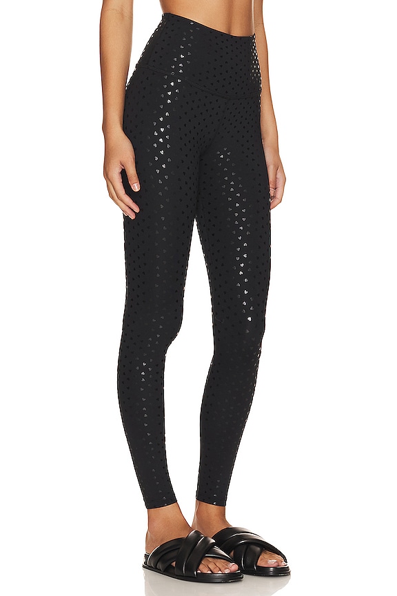 view 2 of 5 Legging midi de talle alto in Black Shiny Black Hearts