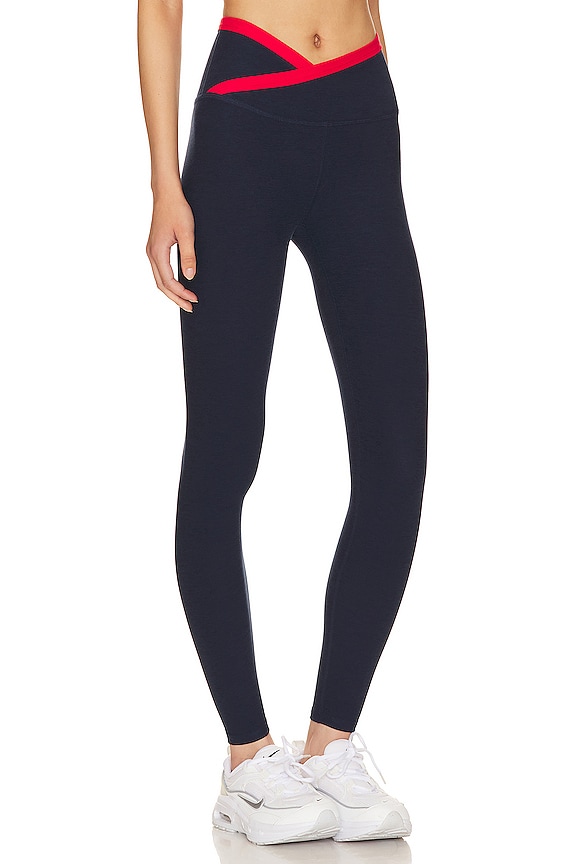 view 2 of 4 Spacedye Outlines Legging in Nocturnal Navy & Candy Apple Red Heather