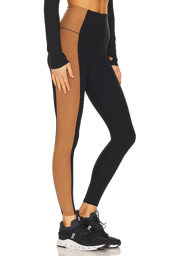 view 2 of 4 Spacedye Vitality Colorblock High Waisted Midi Legging in Darkest Night & Caramel Toffee Block