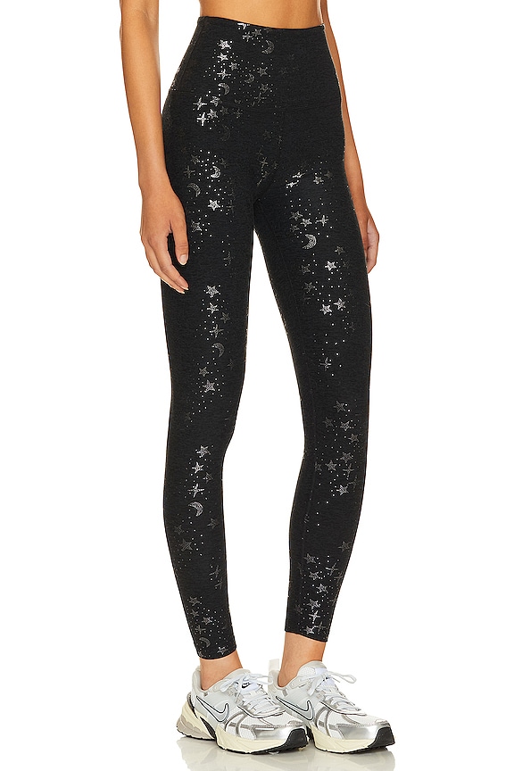 view 2 of 5 SoftShine High Waisted Midi Legging in Gunmetal Starry Night Foil