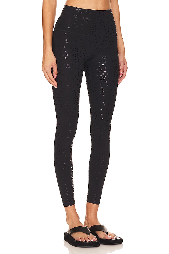 view 2 of 4 Legging midi de talle alto in Black Sprinkled Hearts