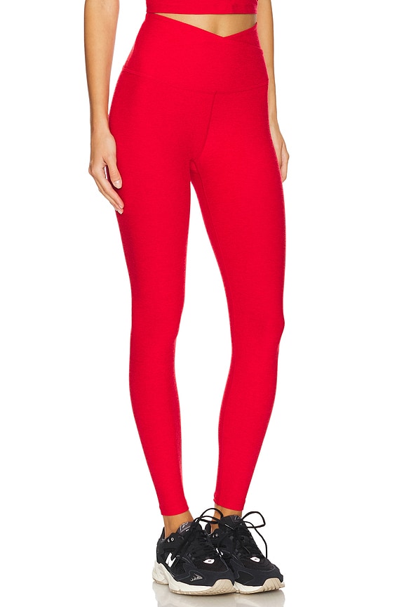 view 2 of 6 LEGGINGS SPACEDYE AT YOUR LEISURE HIGH WAISTED MIDI in Candy Apple Red Heather
