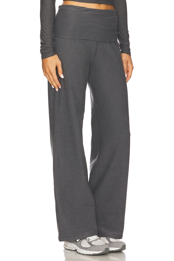 view 2 of 6 Spacedye Foldover Wide Leg Pant in True Gray Heather