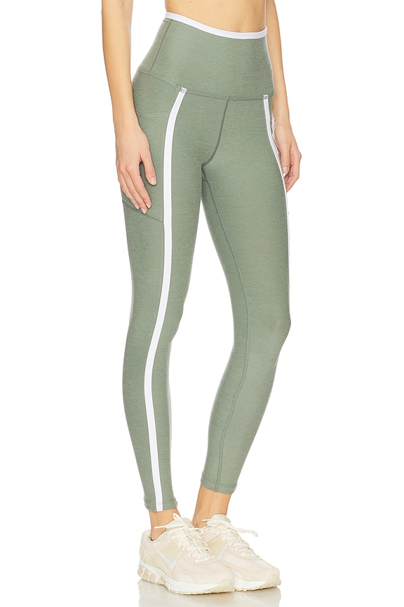 view 2 of 6 Spacedye New Moves High Waisted Midi Legging in Grey Sage Heather & Cloud White