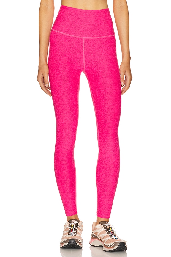 view 1 of 6 Spacedye Caught in The Midi High Waisted Legging in Vivid Pink Heather
