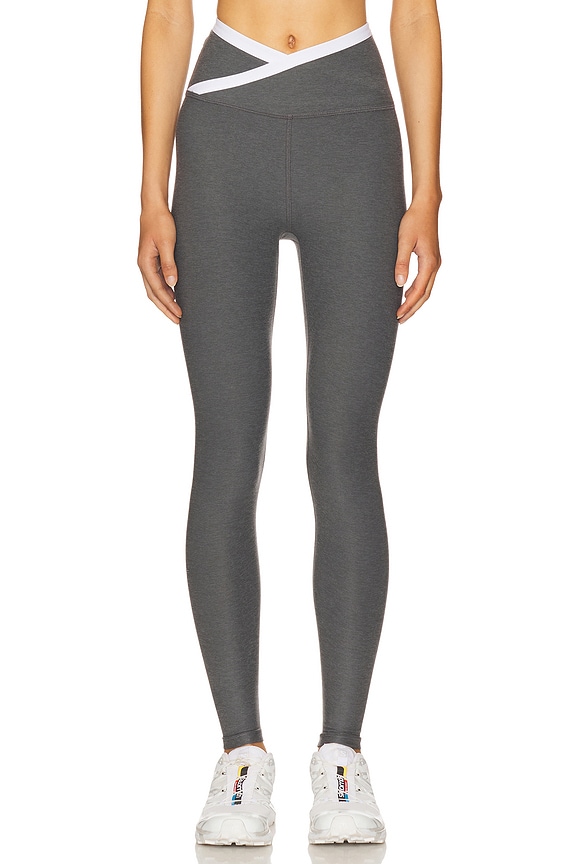 view 1 of 6 Spacedye Outlines High Waisted Midi Legging in True Gray Heather & Cloud White