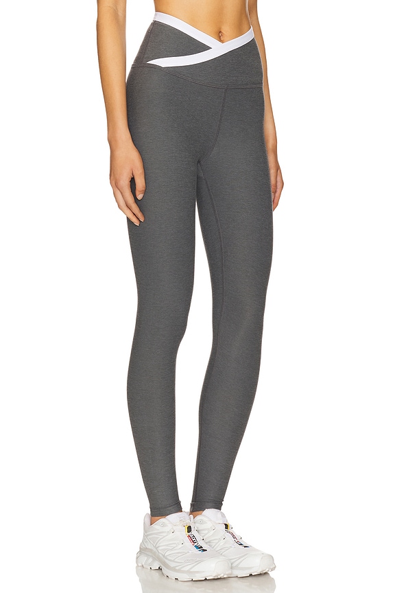view 2 of 6 Spacedye Outlines High Waisted Midi Legging in True Gray Heather & Cloud White