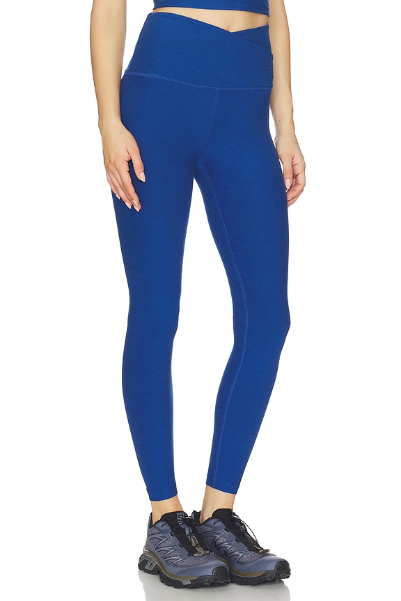 view 2 of 6 Spacedye At Your Leisure High Waisted Midi Legging in Marine Blue Heather